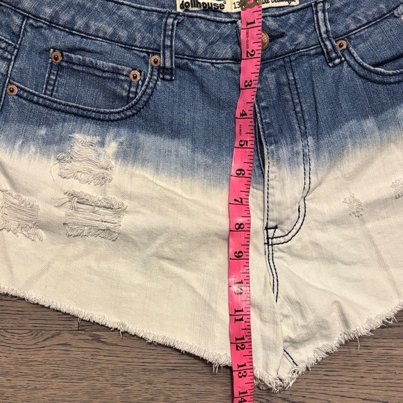 Dollhouse Blue and White Dip-Dye Jean Shorts - Picture 9 of 12